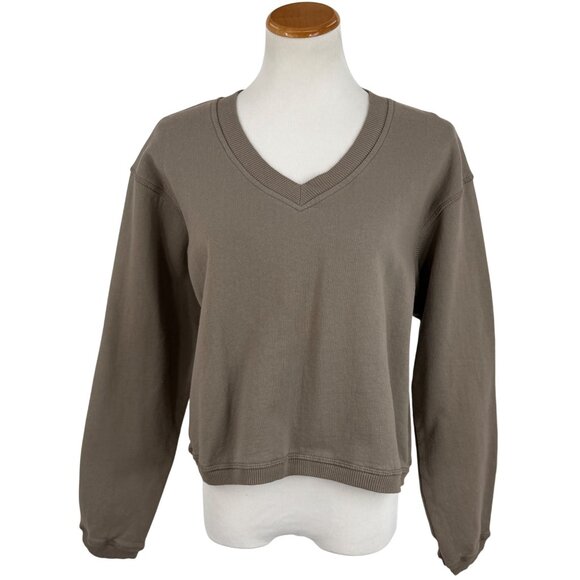 VTG Y2K NWT Cropped Brown V-Neck Sweatshirt | Cottagecore Dark Academia Coquette - Picture 2 of 16